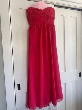 Ralph Lauren Strapless Fuchsia Chiffon Evening Dress